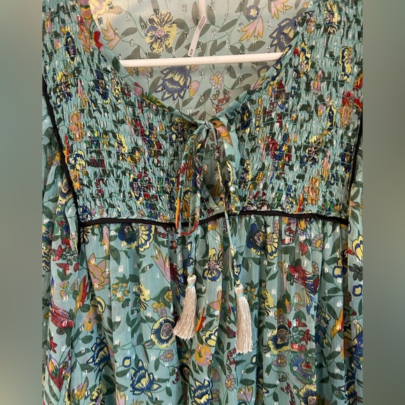 Free People metallic floral balloon sleeve dress - Picture 4 of 12